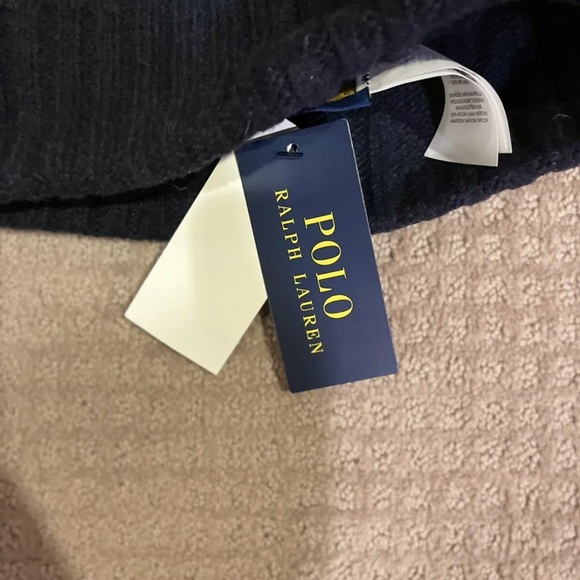 Polo Ralph Lauren Men's Skull Cap Beanie Navy Blue Red NWT - Picture 4 of 5